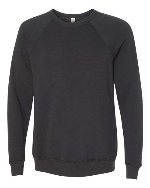 BELLA + CANVAS 3901 Unisex Sponge Fleece Raglan Crewneck Sweatshirt - Dark Grey - front