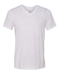 Bella + Canvas 3415 Triblend V-Neck Tee - Solid White Triblend - flat front