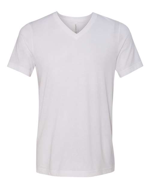 Bella + Canvas 3415 Triblend V-Neck Tee - Solid White Triblend - flat front
