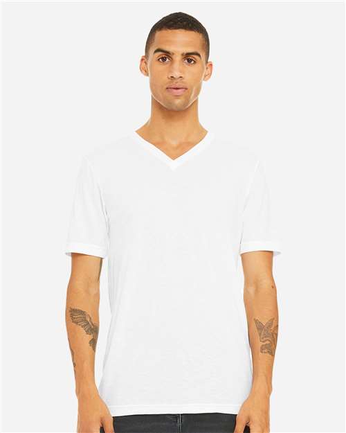 Bella + Canvas 3415 Triblend V-Neck Tee - Solid White Triblend - model front