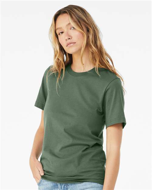 Bella+Canvas 3001 Unisex Jersey Short Sleeve Tee - Pine - model side