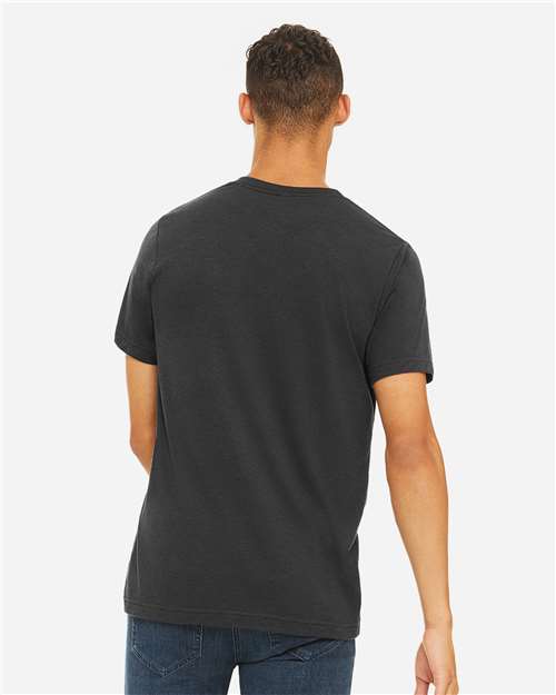 Bella+Canvas 3413 Unisex Triblend Short Sleeve Tee - Solid Dark Grey Triblend - model back