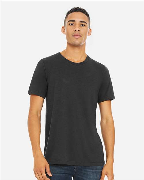 Bella+Canvas 3413 Unisex Triblend Short Sleeve Tee - Solid Dark Grey Triblend - model front