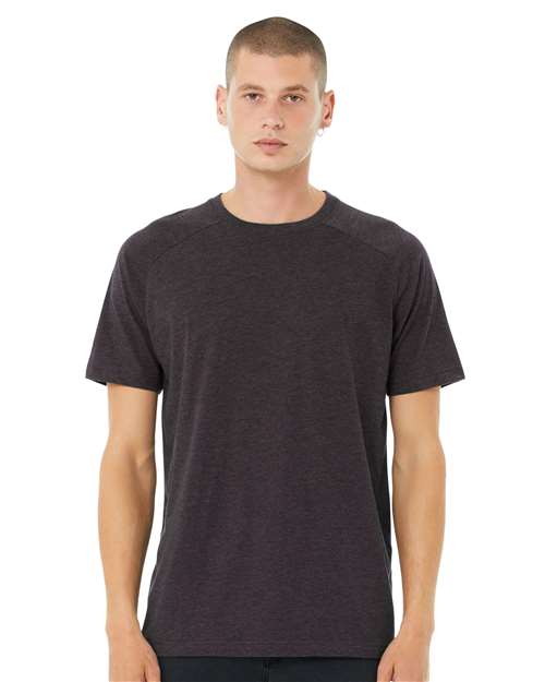 BELLA + CANVAS 3201 Men's Heather CVC Raglan Tee - Dark Grey Heather - model front