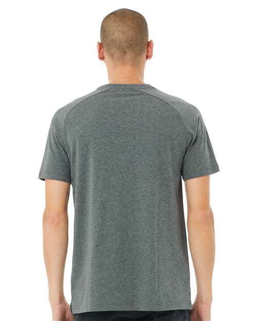 BELLA + CANVAS 3201 Men's Heather CVC Raglan Tee - Deep Heather - model back