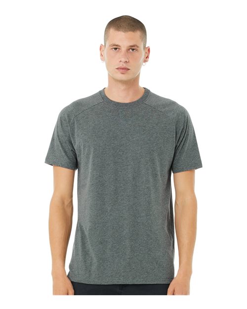 BELLA + CANVAS 3201 Men's Heather CVC Raglan Tee - Deep Heather - model front