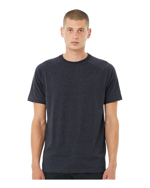 BELLA + CANVAS 3201 Men's Heather CVC Raglan Tee - Heather Navy - model front