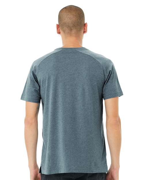 BELLA + CANVAS 3201 Men's Heather CVC Raglan Tee - Heather Slate - model back