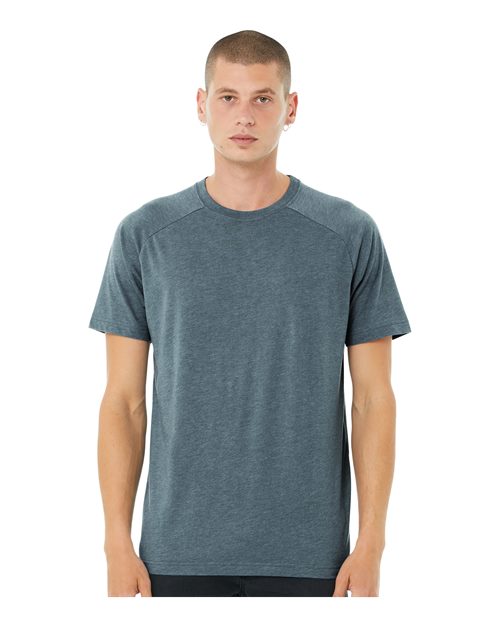 BELLA + CANVAS 3201 Men's Heather CVC Raglan Tee - Heather Slate - model front