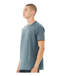 BELLA + CANVAS 3201 Men's Heather CVC Raglan Tee - Heather Slate - model side