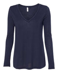 BELLA + CANVAS 8855 Women's Flowy Long Sleeve V-Neck Tee - Midnight - front