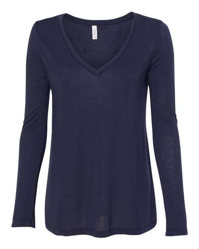 BELLA + CANVAS 8855 Women's Flowy Long Sleeve V-Neck Tee - Midnight - front