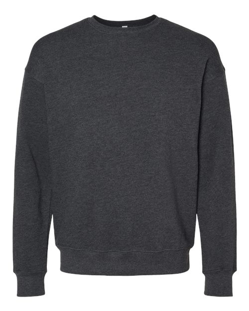 Bella + Canvas 3945 Sponge Fleece Drop Shoulder Crewneck Sweatshirt - Dark Grey Heather - flat front