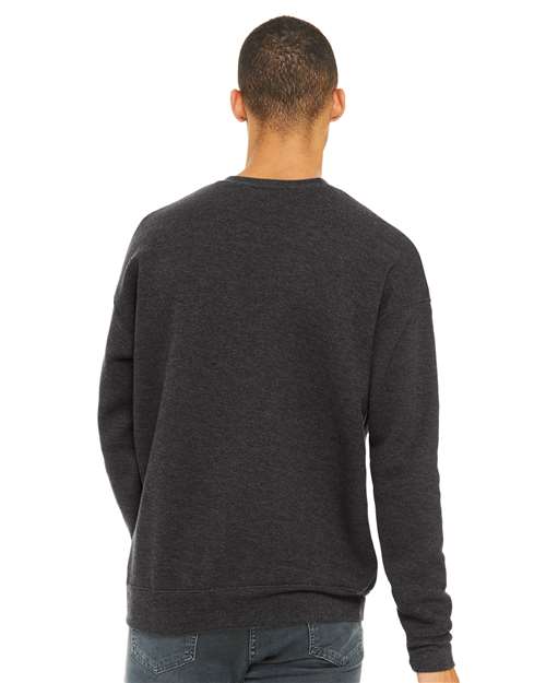 Bella + Canvas 3945 Sponge Fleece Drop Shoulder Crewneck Sweatshirt - Dark Grey Heather - model back