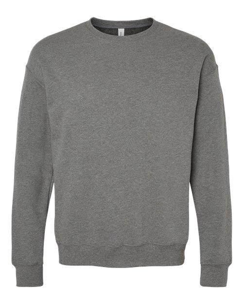 Bella + Canvas 3945 Sponge Fleece Drop Shoulder Crewneck Sweatshirt - Deep Heather - flat front