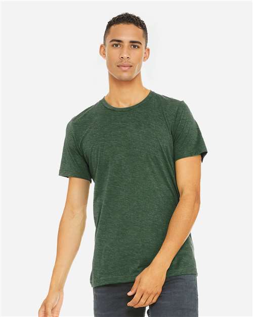 Bella+Canvas 3413 Unisex Triblend Short Sleeve Tee - Grass Green Triblend - model front