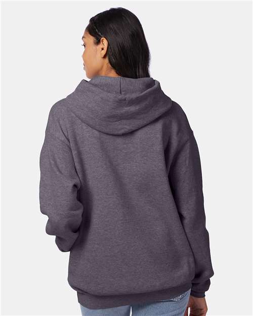 Hanes P170 EcoSmart Hooded Sweatshirt - Charcoal Heather - model back