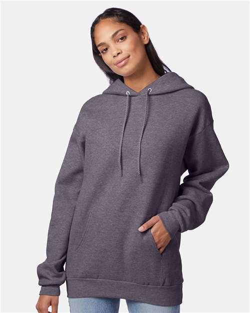 Hanes P170 EcoSmart Hooded Sweatshirt - Charcoal Heather - model front