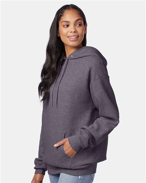 Hanes P170 EcoSmart Hooded Sweatshirt - Charcoal Heather - model side