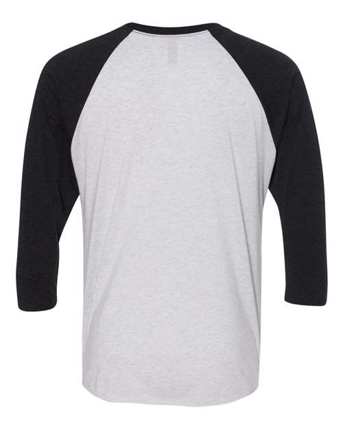 Next Level 6051 Unisex Triblend Three-Quarter Raglan T-Shirt - Vintage Black Sleeves/ Heather White Body - back