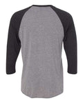 Next Level 6051 Unisex Triblend Three-Quarter Raglan T-Shirt - Vintage Black Sleeves/ Premium Heather Body - back