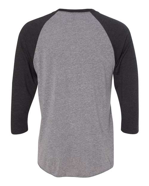 Next Level 6051 Unisex Triblend Three-Quarter Raglan T-Shirt - Vintage Black Sleeves/ Premium Heather Body - back
