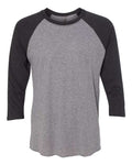 Next Level 6051 Unisex Triblend Three-Quarter Raglan T-Shirt - Vintage Black Sleeves/ Premium Heather Body - front