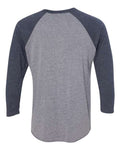 Next Level 6051 Unisex Triblend Three-Quarter Raglan T-Shirt - Vintage Navy Sleeves/ Premium Heather Body - back