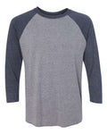 Next Level 6051 Unisex Triblend Three-Quarter Raglan T-Shirt - Vintage Navy Sleeves/ Premium Heather Body - front