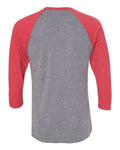 Next Level 6051 Unisex Triblend Three-Quarter Raglan T-Shirt - Vintage Red Sleeves/ Premium Heather Body - back