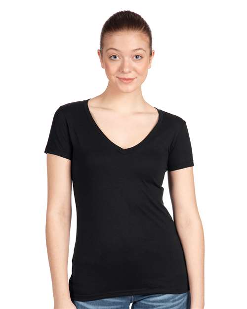 Next Level 1540 Women's Ideal V-Neck T-Shirt - Black - model back