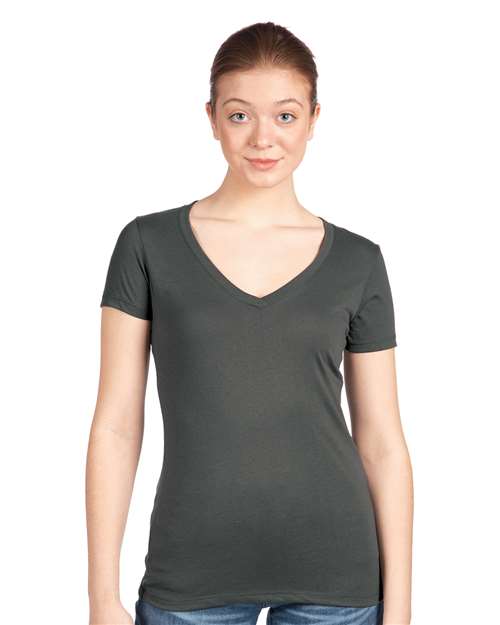 Next Level NL1540 Women's Ideal V-Neck T-Shirt - Dark Grey - model front
