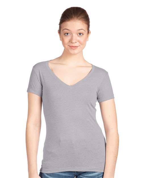 Next Level NL1540 Women's Ideal V-Neck T-Shirt - Heather Grey - model front