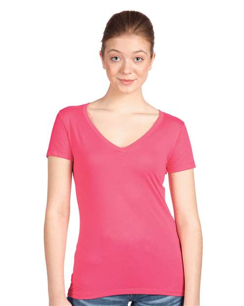 Next Level NL1540 Women's Ideal V-Neck T-Shirt - Hot Pink - model front