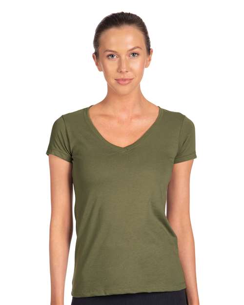Next Level 1540 Women's Ideal V-Neck T-Shirt - Military Green - model front
