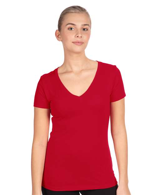 Next Level 1540 Women's Ideal V-Neck T-Shirt - Red - model front