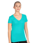 Next Level 1540 Women's Ideal V-Neck T-Shirt - Tahiti Blue - model front