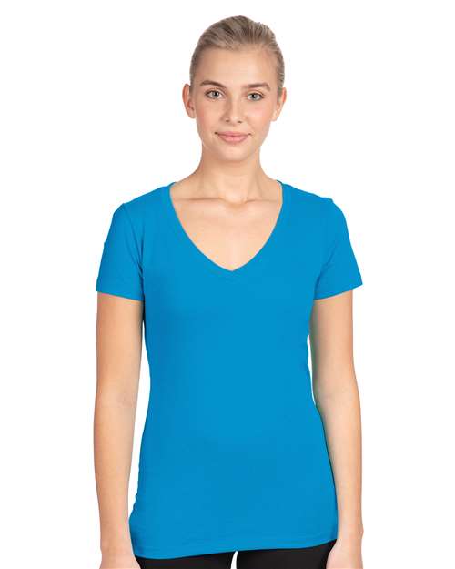 Next Level 1540 Women's Ideal V-Neck T-Shirt - Turquoise - model front