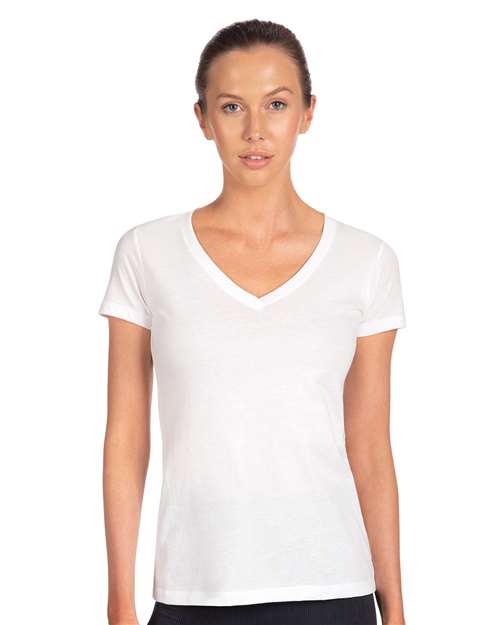 Next Level 1540 Women's Ideal V-Neck T-Shirt - White - model front