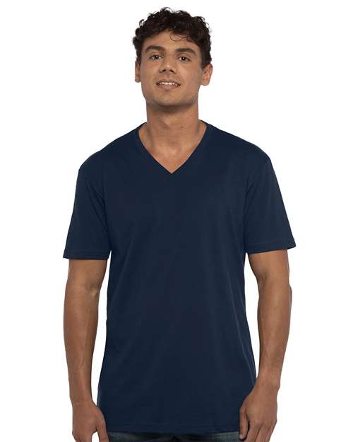 Next Level 3200 Unisex Cotton V-Neck T-Shirt - Midnight Navy - model front