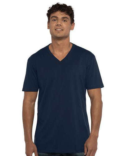 Next Level 3200 Unisex Cotton V-Neck T-Shirt - Midnight Navy - model front