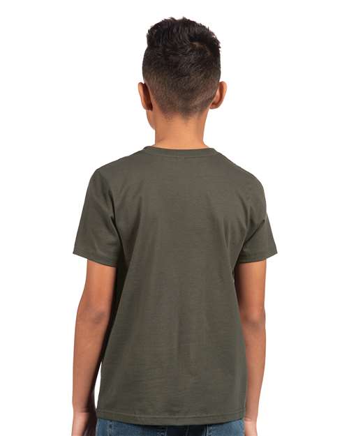 Next Level 3310 Youth Cotton T-Shirt - Heavy Metal - model back