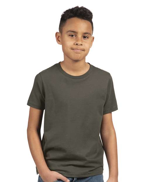 Next Level 3310 Youth Cotton T-Shirt - Heavy Metal - model front