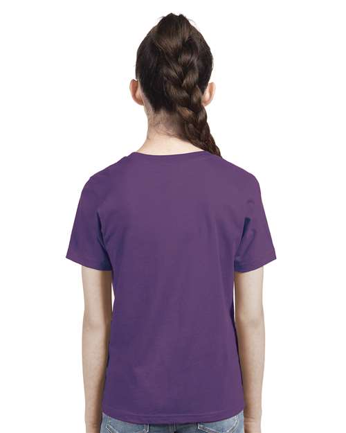 Next Level 3310 Youth Cotton T-Shirt - Purple Rush - model back
