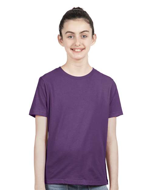 Next Level 3310 Youth Cotton T-Shirt - Purple Rush - model front