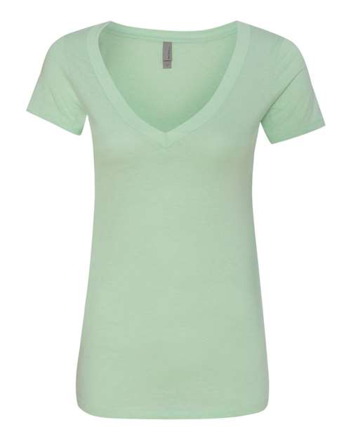 Next Level 6640 Women’s CVC Deep V-Neck T-Shirt - Mint - front