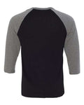 BELLA + CANVAS 3200 Unisex Three-Quarter Sleeve Baseball Tee - Black/ Deep Heather - back