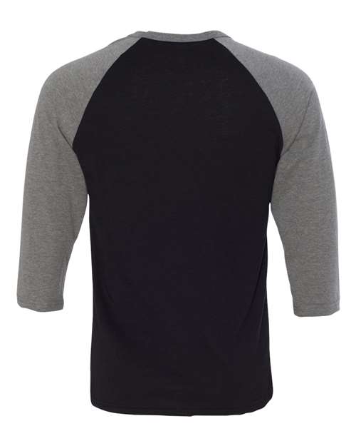 BELLA + CANVAS 3200 Unisex Three-Quarter Sleeve Baseball Tee - Black/ Deep Heather - back