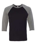 BELLA + CANVAS 3200 Unisex Three-Quarter Sleeve Baseball Tee - Black/ Deep Heather - front