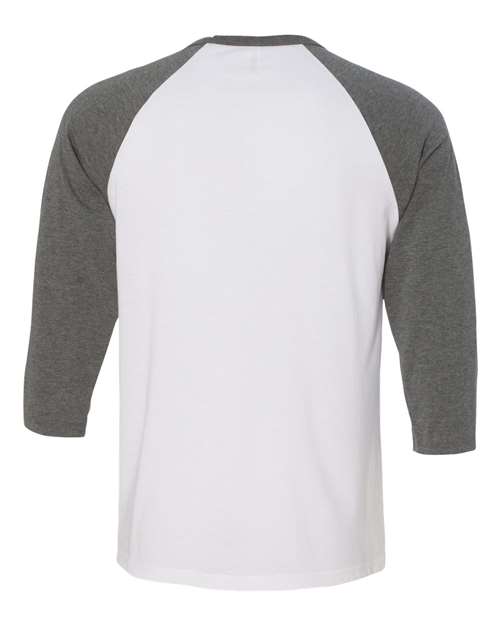 BELLA + CANVAS 3200 Unisex Three-Quarter Sleeve Baseball Tee - White/ Deep Heather - back